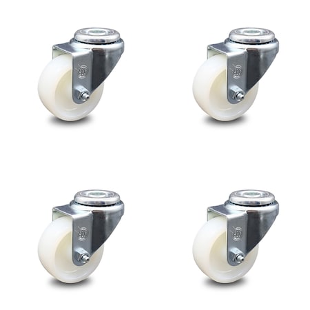 Service Caster 3 Inch Nylon Wheel Swivel Bolt Hole Caster Set SCC-BH20S314-NYS-4